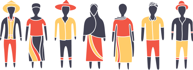 Illustration of graphical people standing next to each other.